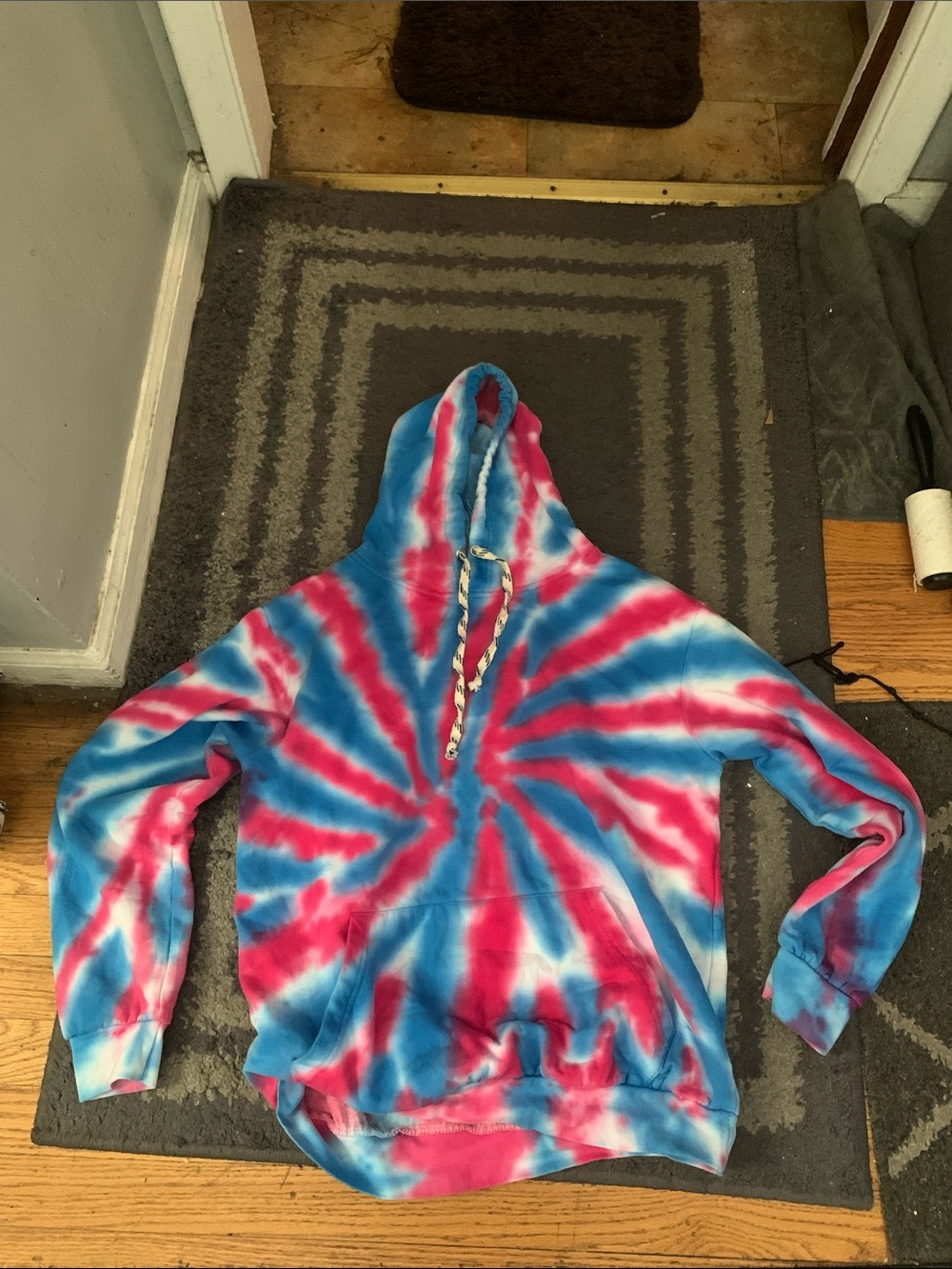 Tie-Dye Pullover Hoodie in Blue & Pink